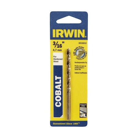 IRWIN 3/16 in. X 3-1/2 in. L Cobalt Alloy Steel Drill Bit 1 pc 3016012